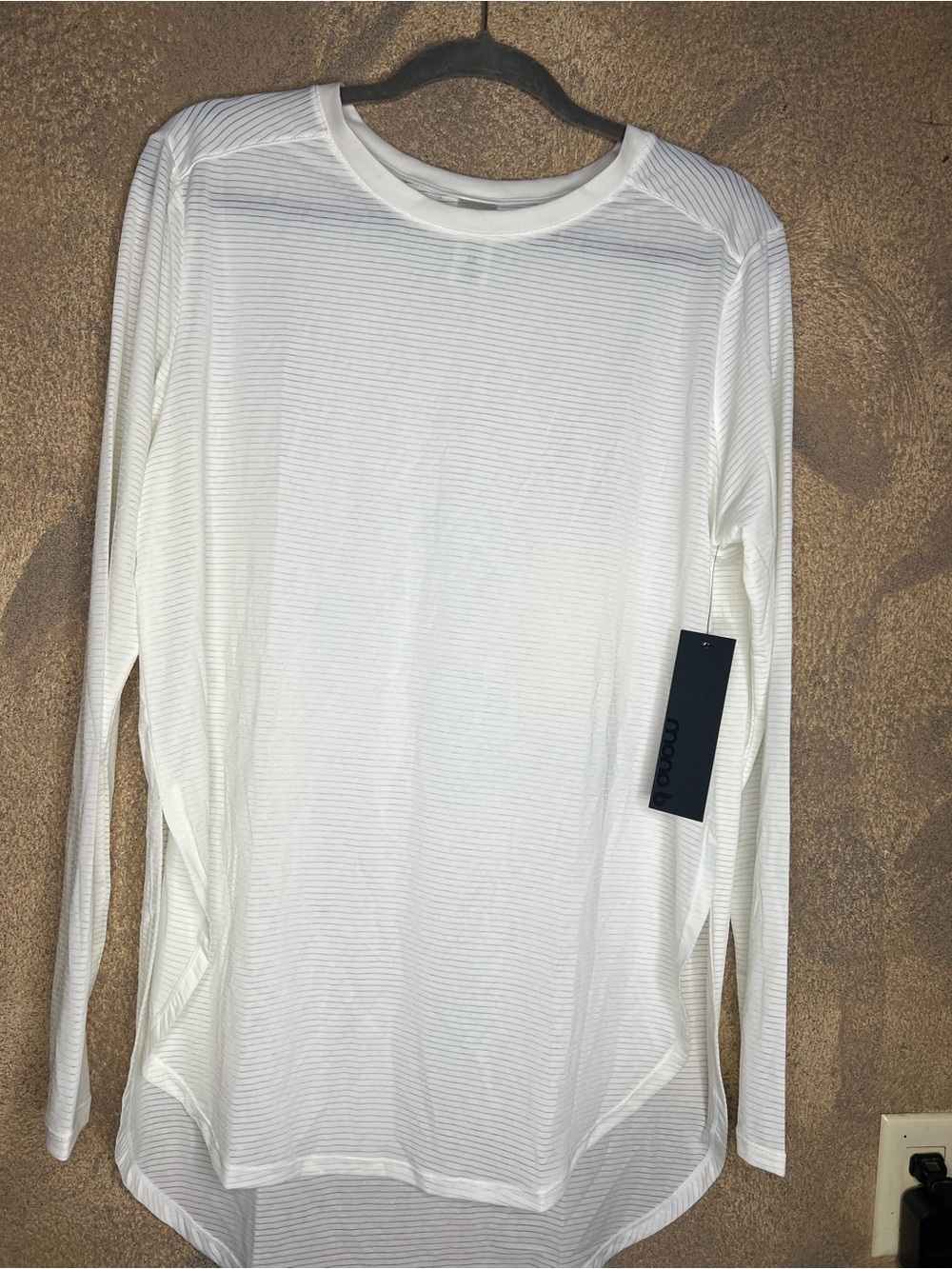 Mono B Men's White Long Sleeve Crewneck Top